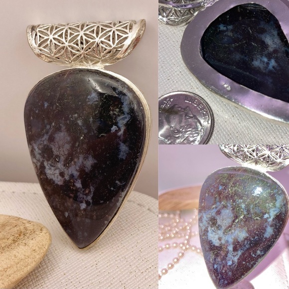 Indian Moss Agate Gemstone Handmade Pendant - Picture 4 of 7